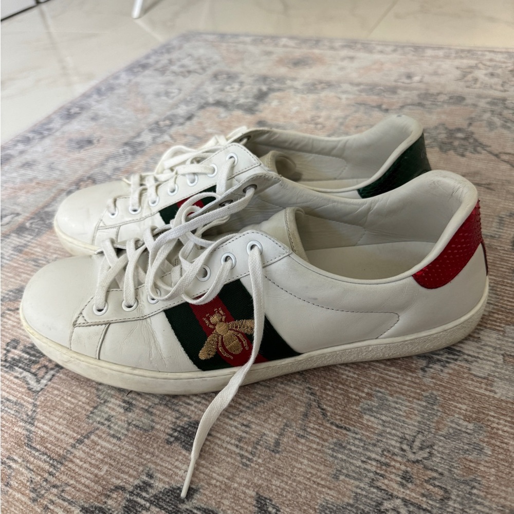 Gucci white ace sneakers size 10.5 US 43.5 EU